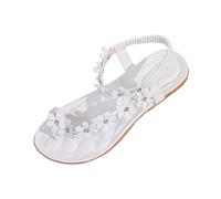 Sandales Boho Plates pour Femmes Sandales élégantes et Confortables à Bride élastique arrière, à Sabot Ouvert Sandale Pantoufles d’été avec Strass et Sangle de Cheville Chaussures de Plage n30