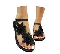 Sandales Boho Plates pour Femmes -Sandales élégantes et Confortables à Bride élastique arrière, à Sabot Ouvert Sandales Tong d’été avec Strass et Sangle de Cheville