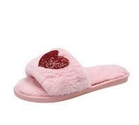 Sandales Bout Ouvert Noir Intdoor Mode décoré Pantoufles Femmes Respirant Hiver Chaussures Plates Amour Coeur décontracté Femmes Pantoufle Bottes en Liquidation Grande Largeur (40-41)
