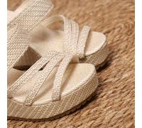 Sandales classiques à plateforme pour femmes en lin unicolore de mode, modèle 2025 nouveau CN35,CN36,CN37,CN38,CN39,CN40,CN41,CN42Unicolore