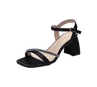 Sandales classiques pour femme avec talon bloc vernis à paillettes Sandales à talons hauts Sandales tendance Sandales élégantes pour mariage Chaussures décontractées Escarpins Leight Chaussons de