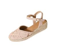 Sandales compensées à bout fermé pour femme avec sangle de cheville pour les vacances d'été et les tenues décontractées - Chaussures confortables en jute, rose, 37.5 EU