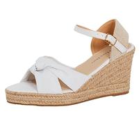 Sandales compensées à bout ouvert pour femme - Espadrilles compensées à lanières nouées - Sangle de cheville - Boucle réglable - Chaussures classiques avec semelle intérieure en mousse à mémoire de
