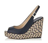 Sandales Compensées à Bout Ouvert pour Femmes, Espadrilles Décontractées et Confortables à Plateforme, Bride à la Cheville Talons Hauts Tressés Chaussures de Soirée pour L'été,35 EU