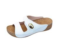 Sandales compensées à enfiler pour femme - Bout ouvert - Dos nu avec boucle réglable - Respirantes et antidérapantes - Bords cousus - Chaussures d'été durables pour un usage quotidien, blanc, 40 EU