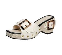 Sandales compensées à enfiler pour femme, motif léopard, boucle, bout ouvert, plateforme, été, décontracté, texture paille, sandales à enfiler, beige, 37.5 EU