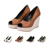 Sandales compensées à enfiler pour femme, sandales compensées à bout ouvert avec semelle antidérapante, respirantes, larges, confortables, chaussures d'été pour un usage quotidien, en plein air et au