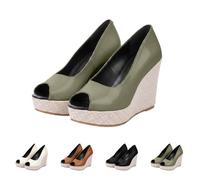 Sandales compensées à enfiler pour femme, sandales compensées à bout ouvert avec semelle antidérapante, respirantes, larges, confortables, chaussures d'été pour un usage quotidien, en plein air et au