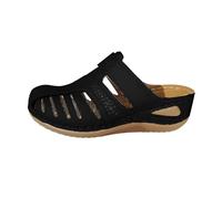 Sandales compensées à enfiler pour femme - Sandales confortables à bout fermé - Mule ajourée - Sandales de marche d'été - Chaussures orthopédiques respirantes - Sandales à plateforme avec soutien de