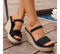 Sandales compensées à grosses plateformes pour femme, en faux daim, à double bande, antidérapantes, légères pour l'été