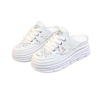 Sandales Compensées À Plateforme Pour Femme, Sandales Compensées Décontractées À Lanières Bout Fermé Ajourées Et Respirantes, Chaussures D'extérieur Tendance Antidérapantes Et Légères(White,35 EU)