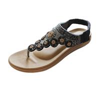 Sandales Compensées À Plateforme Pour Femmes Bout Ouvert Élastique Sangle Strass De Plage Et Claquettes De Piscine Chaussures D'été Élégantes