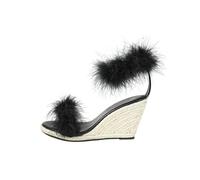 Sandales compensées à Plateforme pour Femmes - Talon de 3,35 Pouces - Chaussures de fête de Mariage pour Les Vacances, Les vêtements décontractés et la Marche,Noir,34 EU