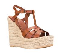 Sandales Compensées à Talons Hauts pour Femmes, Bout Rond Bout Ouvert Bride à la Chevilletalons, Chaussures Décontractées et Confortables à Plateforme Tissée pour L'été,Marron,34 EU