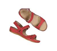 Sandales compensées basses pour femme - Bout ouvert - Coupe large - Orthopédiques antidérapantes - Confortables - Avec soutien de la voûte plantaire - Pour l'intérieur et l'extérieur - Plage, Rouge