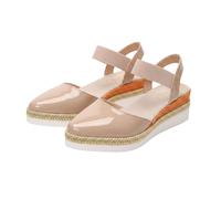 Sandales compensées chic à bout fermé pour femme - En toile - Avec sangle élastique - Pour bureau, université, w nd, brunchs, rose, 40 EU