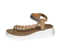 Sandales Compensées Claquettes Femme Confortable Sandales Pour Femmes Petites Fleurs Bout Ouvert Pantoufles Été Nouvelles de Plage Chaussures Femme Compensées Sandale (Khaki 36)