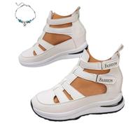 Sandales compensées confortables avec crochet et boucle réglables sur le côté, nouvelles sandales compensées respirantes pour femme, blanc, 38 EU