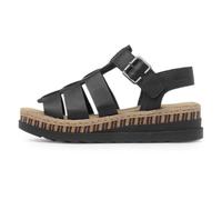 Sandales Compensés Cuir Rieker Lugano - Noir 41