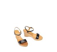Sandales compensées décontractées en cuir Rita 26-NTO pour femme, Noir, 38 EU