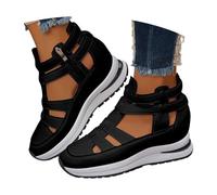 Sandales Compensées Décontractées Respirantes Et Ajourées Chaussures De Marche Confortables À Enfiler avec Bride Auto-Agrippante (Black 41)