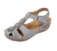 Sandales Compensées d'été Femme Devant Rome Sandale Gladiateur Femme Été Orthopédique Sandales Cuir Chaussures de Sport et D'Extérieur Bout fermé Slip-on Elégant de Vacances Plage