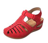 Sandales Compensées d'été Femme Devant Rome Sandale Gladiateur Femme Été Orthopédique Sandales Cuir Chaussures de Sport et D'Extérieur Bout fermé Slip-on Elégant de Vacances Plage