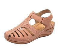Sandales Compensées d'été Femme Devant Rome Sandale Gladiateur Femme Été Orthopédique Sandales Cuir Chaussures de Sport et D'Extérieur Bout fermé Slip-on Elégant de Vacances Plage