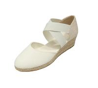 Sandales compensées d'été fermées pour femme Sandales élégantes plateforme espadrilles fermeture à boucle confortables flexibles Sandales habillées décontractées Mode Chaussures talons pour fête