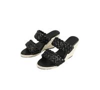 Sandales compensées d'été pour Femmes avec Talon de 3,35 Pouces - Sandales à Talons pour Mariage, fête, Voyage, Vacances, Plein air décontracté,Noir,35 EU