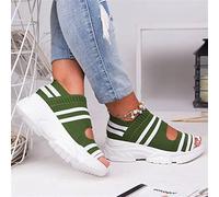 Sandales compensées d'été pour Femmes, Sandales décontractées à Bout Ouvert, Sandales de Plage Confortables, Largeur Sauvage, Fond en Caoutchouc Souple, Chaussures de Marche, Vert, US9/EU41