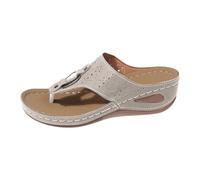 Sandales compensées élégantes creuses pour femme - Tongs de plage à bout ouvert - Respirantes - Antidérapantes - Tongs légères - Support arche - Sandales à plateforme - Chaussures de loisirs