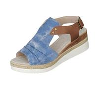 Sandales compensées élégantes pour femme - Talons hauts - Semelle épaisse antidérapante - Sandales orthopédiques confortables - Sandales à bout ouvert - Sandales à bride arrière, 2 bleu foncé., 43 EU