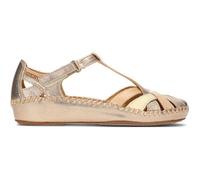 Sandales compensées en cuir blanc et bronze pour femme - Pikolinos - Talon de 3 cm - Boucle de serrage 40