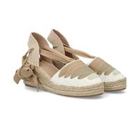 Sandales compensées Espadrilles pour Femme, Style valencien, à Brides et Lacets. Idéales pour Le Printemps et l'été. Fermeture à Boucle. Parfaites au Quotidien. Kaki Talla 36