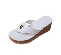Sandales Compensees Été Femmes Confortable Mules Sabots Plateforme Talon Haut Des Sandales Bout Ouvert Femme Chaussures Cheville Vintage Pantoufles Vacances Sandale Talon Compensé Plate-Forme