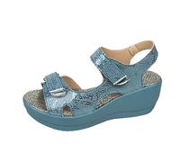 Sandales Compensées Femme Chaussure cómodo Sandales orthopédiques larges pour femmes 2025 plates à semelle compensée avec soutien de la voûte Mules Et Sabots Femme Chaussures (Sky Blue 42)