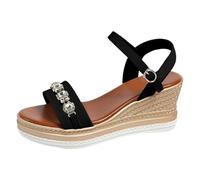 Sandales Compensées Femme Chaussure Femme Ete 39 Chaussures Été Sandale Marron Plage Confortable Espadrilles Petit Talon Plateforme Pied Large Antidérapant Nue Semelle Liege 38 Cuir Compensé