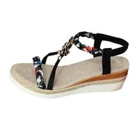 Sandales Compensées Femme Chaussures Antidérapantes Respirantes Et Nu-Pieds Bohême Bout Ouvert Avec Talon Plateforme Comfy Semi Trailer Sandales Orthopedique Chic Claquette