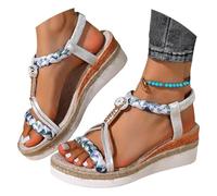 Sandales Compensées Femme Chaussures Antidérapantes Respirantes Et Nu-Pieds Bohême Bout Ouvert Avec Talon Plateforme Comfy Semi Trailer Sandales Orthopedique Chic Claquette