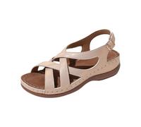 sandales compensées femme,chaussures compensées fermées,Women's Beach Shoes Summer Platform Slides Buckle Ankle Strap Open Toe Walking Comfy Casual Buckle Sandals Bottine Marron Fonce (Rose Gold, 38)