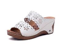 Sandales Compensees Femme Confortable Mules Été Plateforme Bout Ouvert Chaussures Vintage Sandales Compensées Femme avec Bande Croisée Pantoufles d'été Sandales Confortables