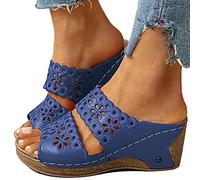 Sandales Compensees Femme Confortable Mules Été Plateforme Bout Ouvert Chaussures Vintage Sandales Compensées Femme avec Bande Croisée Pantoufles d'été Sandales Confortables