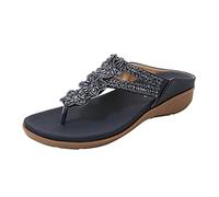 Sandales Compensees Femme Confortable Mules Été Plateforme Bout Ouvert Rome Chaussures Vintage Pantoufles Sandale Pied Large Femme Sandales Compensées Pour Printemps Strass Été Décontracté Habillée