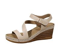 Sandales Compensées Femme Cuir Nu-Pieds Compensés à Brides Croisées Peep-Toe Bride Cheville Ajustable Bride Arrière Semelle Plateforme Effet Bois Printemps Été Extérieur Ville Quotidien Casual