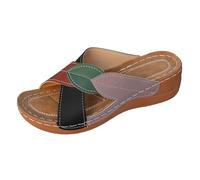 Sandales Compensées Femme Été Bohème - Sandale Été Confortable Claquettes À Plateforme Tendance D'Inspiration Rétro Chaussures Plates Couleaur Mixte Minimaliste Claquettes De Randonnée