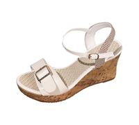 Sandales Compensées Femme Été bretelles ajustables à la cheville avec Boucles Réglable soutien de la voûte plantaire Semelle Douce et Coussinée Antidérapantes Légères Chaussures décontractées Voyage
