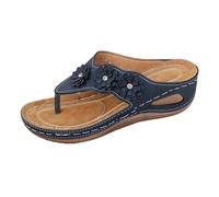 Sandales Compensées Femme Été Chaussures Antidérapantes Respirantes Et Nu-Pieds Bohême Perle Cuir Bout Ouvert avec Talon Bloc Plateforme Comfy Semi Trailer Sandales Pas Cher Tongs De Plage