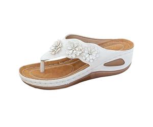 Sandales Compensées Femme Été Chaussures Antidérapantes Respirantes Et Nu-Pieds Bohême Perle Cuir Bout Ouvert avec Talon Bloc Plateforme Comfy Semi Trailer Sandales Pas Cher Tongs De Plage