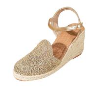 Sandales Compensées Femme Été Chaussures Bohême Fermé Pantoufles Compensées Simple Chaussons Chic Elégante Confortables Sandales Léger Décontracté Respirant Sandale pour Vacances Marche (Khaki, 40)